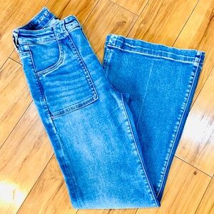 American Eagle AEO denin jeans flare wide leg boho hi rise vintage style…